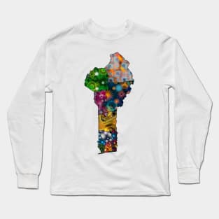 Spirograph Patterned Benin Departments Map Long Sleeve T-Shirt